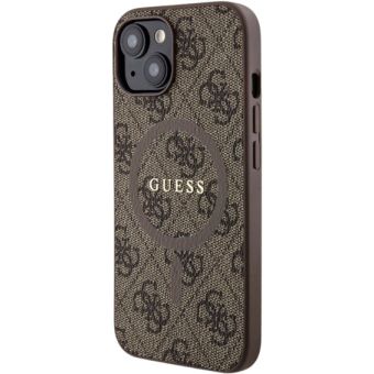 Guess PU Leather 4G Colored Ring MagSafe Apple iPhone 15 Plus GUHMP15MG4GFRW Brown