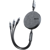Baseus Fabric 3in1 CAMLT-BYG1, USB-A na Micro/Lightning/USB-C, 3.5A, 1.2m, Dark Gray