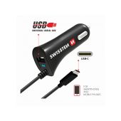 Autonabíjačka Swissten CL USB typ- C A 2,4A čierna