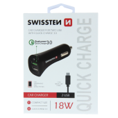 Adaptér Swissten Cl 3.0 A USB 2,4A 18W + micro USB kábel čierny