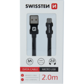 Kábel USB/Micro USB Swissten 3.0A 2m čierny