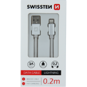 Kábel USB/Lightning (8 pin) Swissten 3.0A 0,2 m strieborný