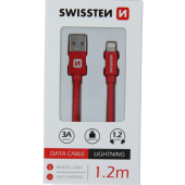 Kábel USB/Lightning (8 pin) Swissten 3.0A 1,2 m červený