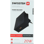 Adaptér USB-C Swissten Power Delivery 20W pre Apple zariadenia čierny
