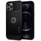 Plastové puzdro na Apple iPhone 12 Pro Max Spigen Rugged Armor čierne 