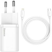 Nabíjačka Baseus PD20W + kábel USB-C/Lightning biela