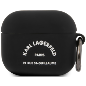 Silikónové puzdro Karl Lagerfeld na Apple AirPods 3 KLACA3SILRSGBK Rue St Guillaume čierne