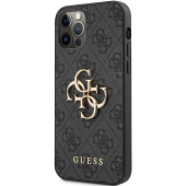 Plastové puzdro Guess na Apple iPhone 12/12 Pro GUHCP12M4GMGGR PU 4G Metal Logo čierne