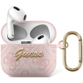 Puzdro Guess na Apple AirPods 3 GUA34GSMP 4G Script PC/PU ružové