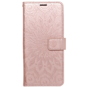 Diárové puzdro na Samsung Galaxy S21 FE 5G Forcell MEZZO mandala ružovo-zlaté