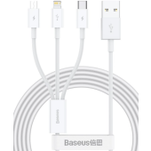 Kábel Baseus Superior CAMLTYS-02, 3v1 USB-C, Lightning, MicroUSB, 1.5m, biely