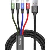 Kábel Baseus CA1T4-A01, Fast 4in1 2x Lightning USB-C MicroUSB 3.5A, 1.2m, čierny