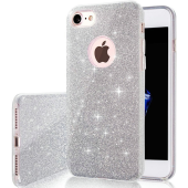Silikónové puzdro na Apple iPhone 13 Glitter 3in1 strieborné