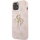 Plastové puzdro Guess na Apple iPhone 13 GUHCP13M4GMGPI PU 4G Metal Logo ružové