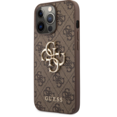 Plastové puzdro Guess na Apple iPhone 13 Pro GUHCP13L4GMGBR 4G Metal Logo hnedé