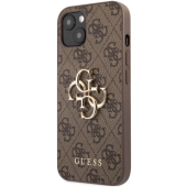 Plastové puzdro Guess na Apple iPhone 13 Pro Max GUHCP13X4GMGBR 4G Metal Logo hnedé
