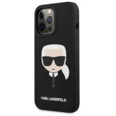 Silikónové puzdro Karl Lagerfeld na Apple iPhone 13 Pro Max KLHCP13XSLKHBK Liquid Karl Head čierne