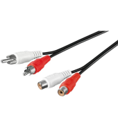 Kábel PremiumCord 2 x Cinch - 2 x Cinch M/F 3 m čierny