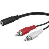 Kábel PremiumCord Jack 3.5 mm - 2 x CINCH F/M 1,5 m čierny