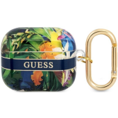 Silikónové puzdro Guess na Apple Airpods 3 GUA3HHFLB TPU Flower Print modré