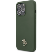 Silikónové puzdro Guess na Apple iPhone 13 Pro GUHCP13LS4LA 4G Silicone Metal Logo khaki