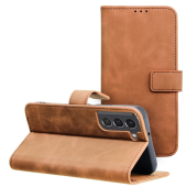 Diárové puzdro na Samsung Galaxy S22 5G S901 Forcell Tender hnedé
