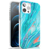 Zadné puzdro na Apple iPhone 12 Pro Max Kingxbar Watercolour ružovo-zelené