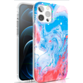 Zadné puzdro na Apple iPhone 12 Pro Max Kingxbar Watercolour modro-ružové
