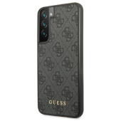 Plastové puzdro Guess na Samsung Galaxy S22 5G GUHCS22SG4GFGR Metal Gold Logo sivé