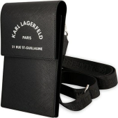 Univerzálne puzdro Karl Lagerfeld na smartfón KLWBSARSGK Saffiano Rue Saint Guillaume Wallet Phone Bag Black