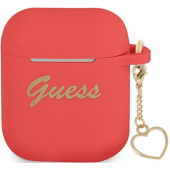 Silikónové puzdro Guess na Apple AirPods / AirPods 2 GUA2LSCHSR Heart Charm červené
