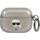 Silikónové puzdro Karl Lagerfeld na Apple AirPods Pro KLAPUKHGK Glitter Karl`s Head čierne
