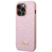 Kryt na Apple iPhone 14 Pro Max Guess Glitter Flakes Metal Logo GUHCP14XHGGSHP ružové