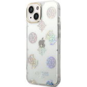 Plastové puzdro Guess na Apple iPhone 14 Plus GUHCP14MHTPPTH Peony Glitter biele