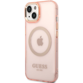 Plastové puzdro Guess na Apple iPhone 14 Plus GUHMP14MHTCMP Translucent MagSafe ružové