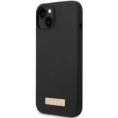 Silikónové puzdro Guess na Apple iPhone 14 Plus GUHMP14LSBPLP Silicone Metal Logo MagSafe čierne
