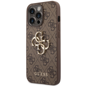 Kryt na Apple iPhone 14 Pro Max Guess PU 4G Metal Logo GUHCP14X4GMGBR hnedé