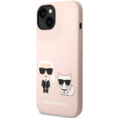 Silikónové puzdro Karl Lagerfeld na Apple iPhone 14 Plus KLHCP14MSSKCI Karl and Choupette Liquid Silicone ružové