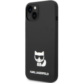 Silikónové puzdro Karl Lagerfeld na Apple iPhone 14 Plus KLHCP14MSLCTBK Liquid Silicone Choupette čierne