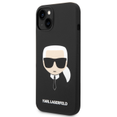 Kryt na Apple iPhone 14 Plus Karl Lagerfeld Liquid Silicone Karl Head KLHCP14MSLKHBK čierne