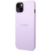 Plastové puzdro Guess na Apple iPhone 14 Pro GUHCP14LPSASBPU Saffiano with Metal Logo Hot Stamp Stripes fialové