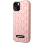 Plastové puzdro Karl Lagerfeld na Apple iPhone 14 Plus KLHCP14MRUPKLPP 3D Rubber Case Monogram Pattern Metal Plate ružové