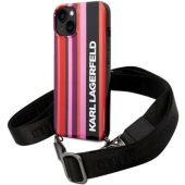 Plastové puzdro Karl Lagerfeld na Apple iPhone 14 KLHCP14SSTSTP Color Stripes Strap ružové