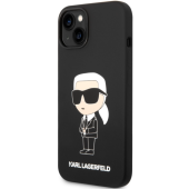 Silikónové puzdro Karl Lagerfeld na Apple iPhone 14 Plus KLHCP14MSNIKBCK Liquid Silicone Ikonik NFT čierne