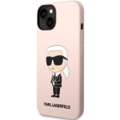 Silikónové puzdro Karl Lagerfeld na Apple iPhone 14 Plus KLHCP14MSNIKBCP Liquid Silicone Ikonik NFT ružové