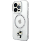 Plastové puzdro Karl Lagerfeld na Apple iPhone 14 Pro KLHMP14LHNKCIT IML Karl and Choupette NFT MagSafe transparentné 