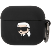 Silikónové puzdro Karl Lagerfeld na Apple AirPods 3 KLA3RUNIKK Karl 3D Logo NFT čierne