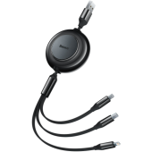 Kábel Baseus Bright Mirror 3v1 CAMJ010001, microUSB, USB-C, Lightning, 3,5A 1.1m, čierny
