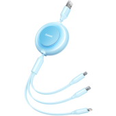 Kábel Baseus Bright Mirror 3v1 CAMJ010017, microUSB, USB-C, Lightning, 3,5A 1.1m, Sky Blue