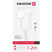 Kábel Swissten 2v1 na Apple Watch, Lightning/USB-C 5W, 1,2m, biely